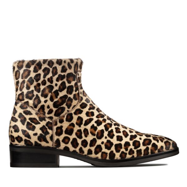 Clarks Womens Pure Rosa Ankle Boots Leopard | CA-146329